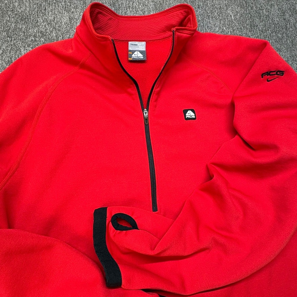 Vintage Nike ACG Therma-Fit Fleece Quarter Zip Pullover Men's Large Thumbholes